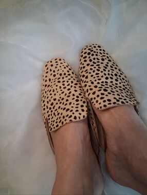 Women's Beige Leopard-Print Slip-On Loafers